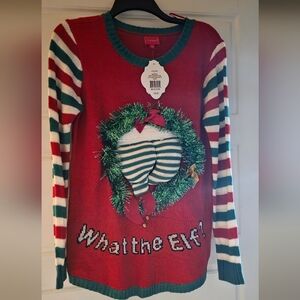 Women's Red and Green Christmas Sweater